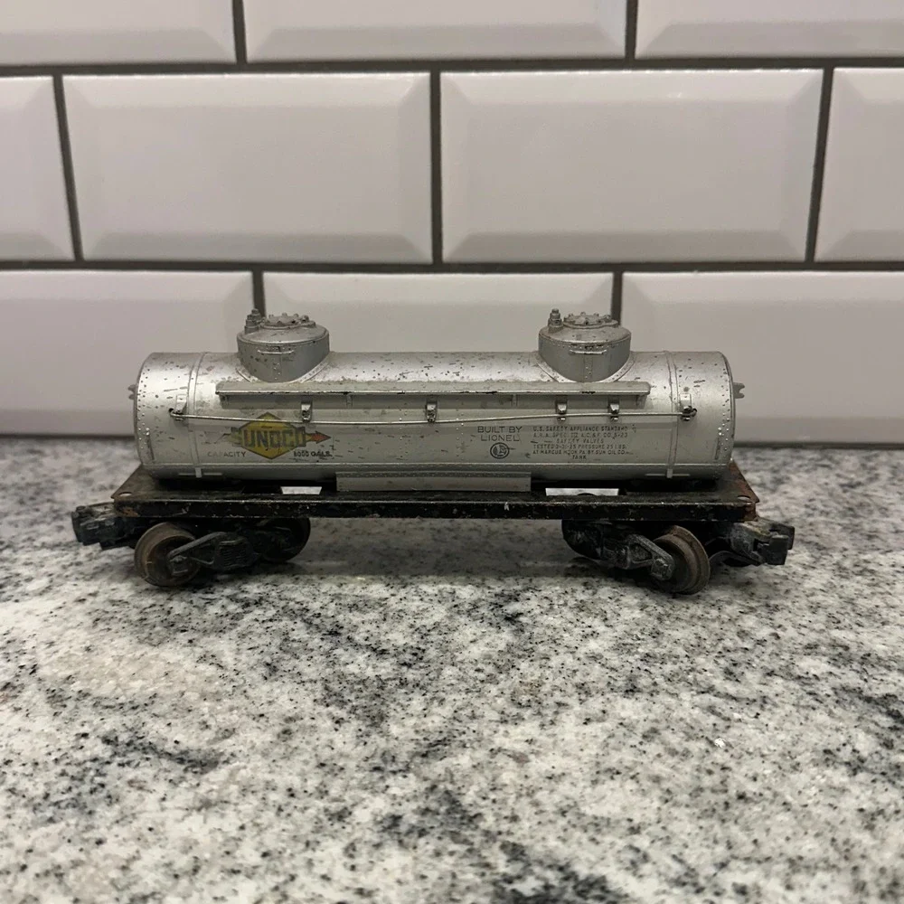 Lionel Unisex Sunoco Tank Car Silver 8000 Gallon Double Dome Vintage O Gauge